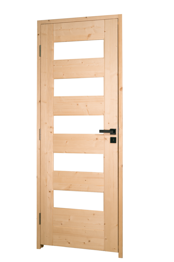 HORIZON - Bloc porte épicéa massif vitré brossées