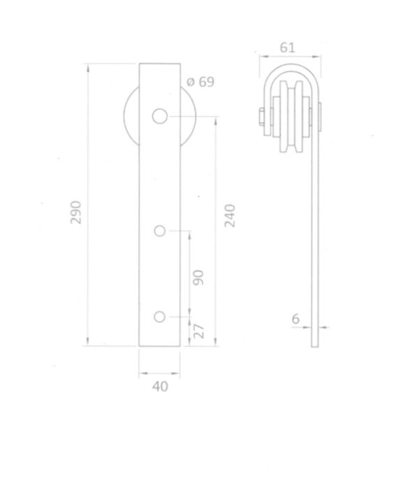 Rail pour systéme coullisant TYPE N° 1
